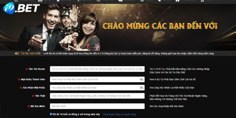 Thao tác tạo tài khoản i9bet trên website đơn giản và nhanh chóng